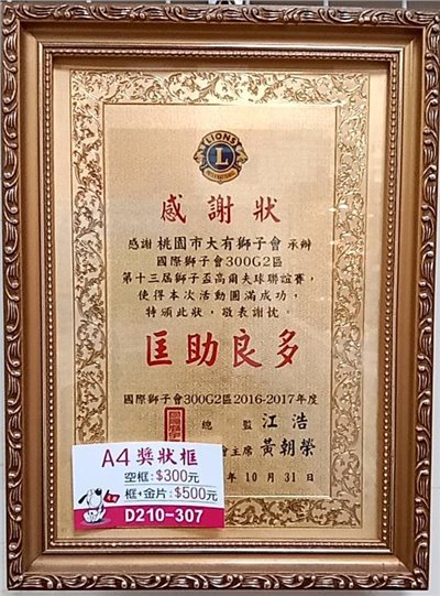 A4獎狀框(金色)